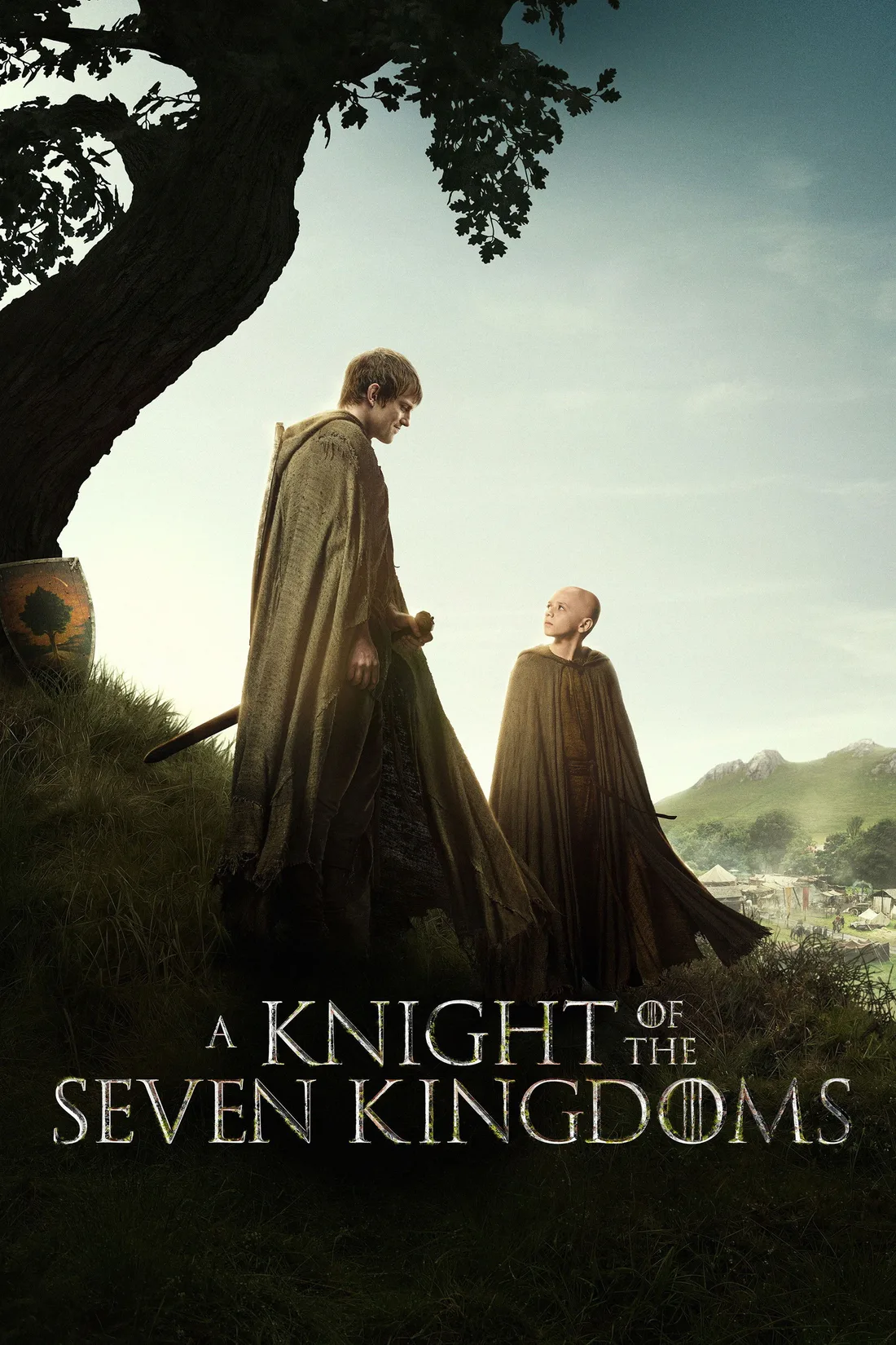 Official key art: Ser Duncan the Tall and Egg beneath the banners, a journey far from the throne